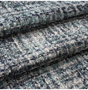 Tissu-tweed-viscose-Shalimar-turquoise-et-gris