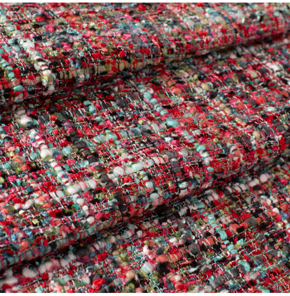 Tissu-tweed-viscose-Shalimar-rose-et-vert