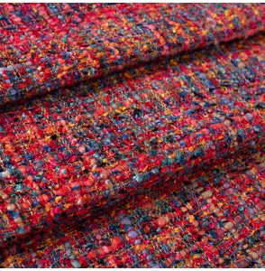 Tissu-tweed-viscose-Shalimar-rouge-multicolore