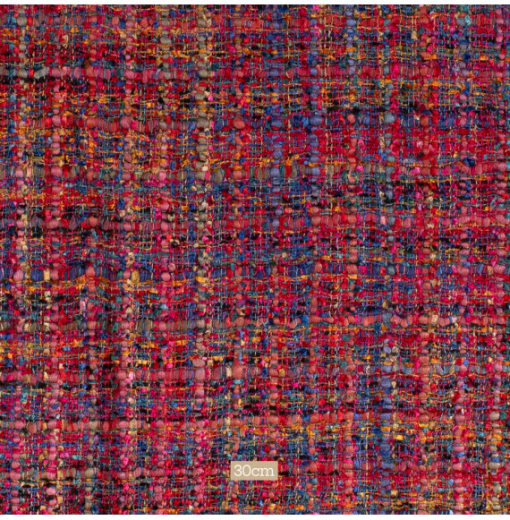 Tissu-tweed-viscose-Shalimar-rouge-multicolore