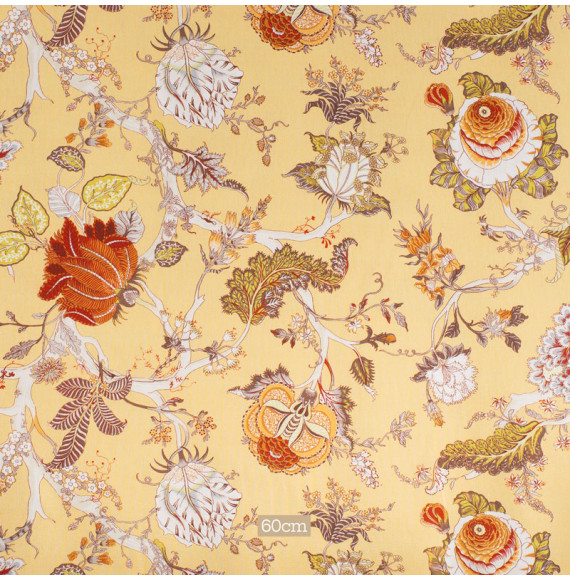 Tissu-280cm-coton-motif-perse-fond-jaune