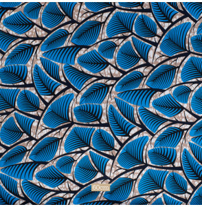 Tissu-esprit-wax-beige-feuillage-bleu