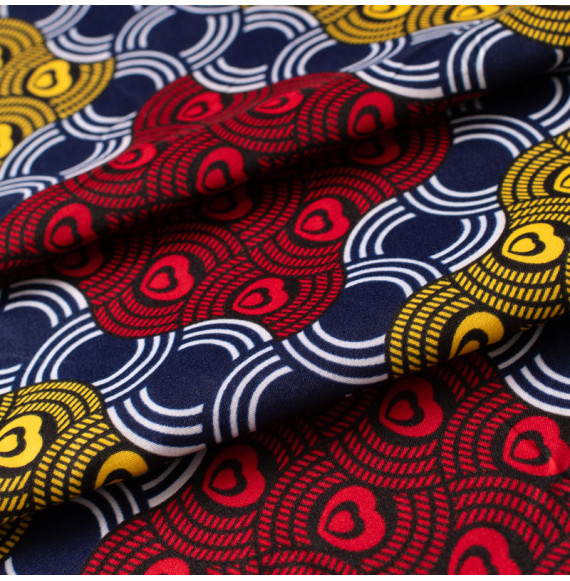 Tissu-esprit-wax-géométrique-bleu-rouge-et-jaune