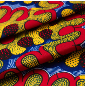 Tissu-esprit-wax-éthnique-bleu-rouge-et-jaune