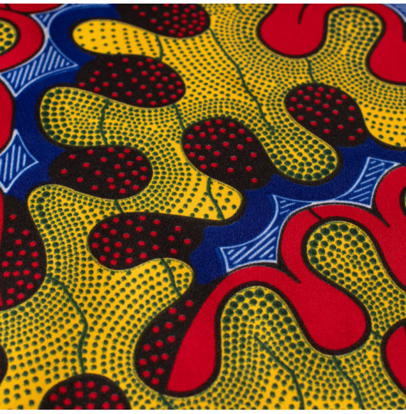 Tissu-esprit-wax-éthnique-bleu-rouge-et-jaune