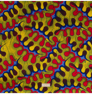 Tissu-esprit-wax-éthnique-bleu-rouge-et-jaune
