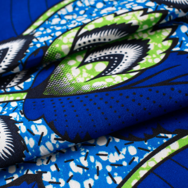 Stof-waxstijl-blauw-bloem-groen