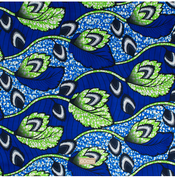 Stof-waxstijl-blauw-bloem-groen