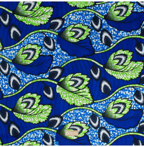 Stof-waxstijl-blauw-bloem-groen
