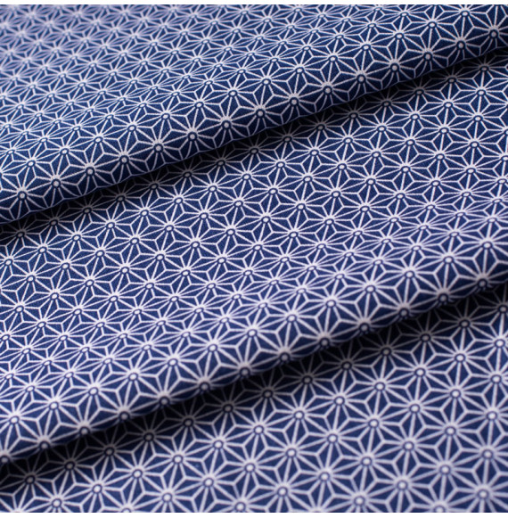 Tissu-coton-bleu-Géométrique