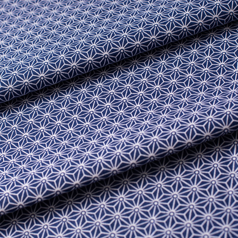 Tissu-coton-bleu-Géométrique