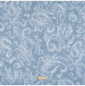 Tissu lin coton motif cachemire bleu