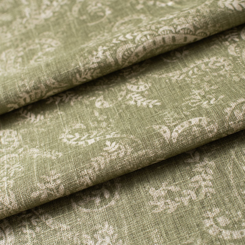 Tissu-lin-coton-motif--cachemire-vert