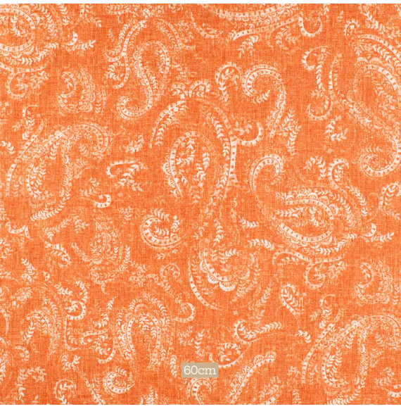 Tissu lin coton motif cachemire brique