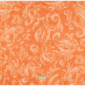 Tissu lin coton motif cachemire brique