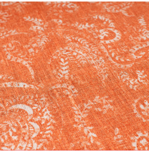 Tissu lin coton motif cachemire brique