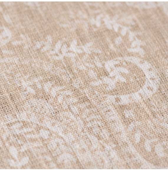 Tissu lin coton motif cachemire beige