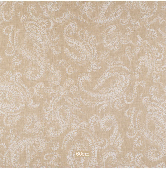 Tissu lin coton motif cachemire beige