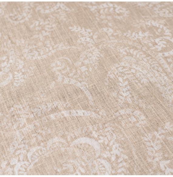 Tissu lin coton motif cachemire beige