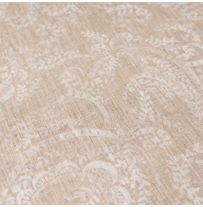 Tissu lin coton motif cachemire beige