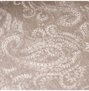 Tissu lin coton motif cachemire taupe