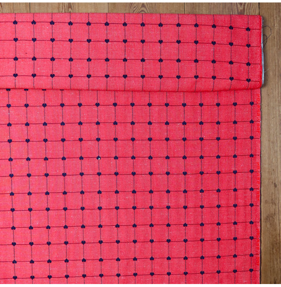 Coupon-tergal-1M--oranje-rood-met-ruitpatroon-en-hartjes