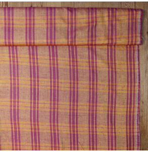 Coupon-tissu-3M--écossais-changeant-mauve-et-jaune