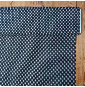 Coupon-voile-3M-coton-mélangé-pois-blanc-sur-fond-noir