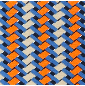 Coupon-laine-extensible-2M80-haut-de-gamme-motif-bandes-tissées-bleues-et-oranges