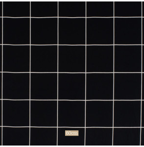 Coupon-soie-2M60-haut-de-gamme-noir-avec-fin-quadrillage-blanc