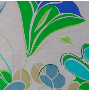 Coupon-soie-Bianchini-Ferrier-4M90-haut-de-gamme-fleuri-vert-et-bleu
