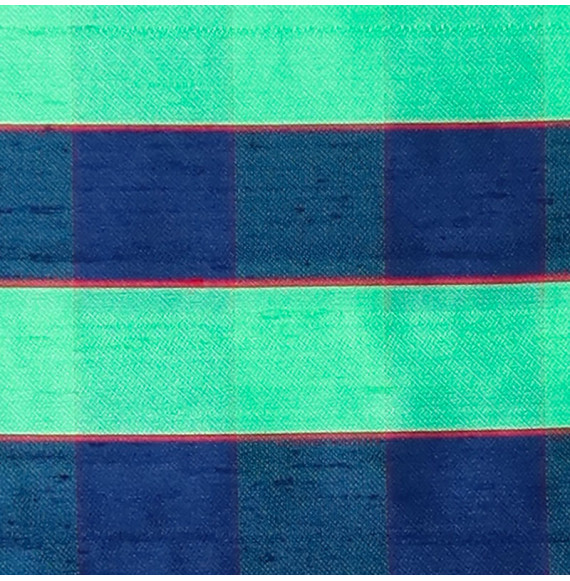 Coupon-van-wilde-zijde-2m--groene-en-blauwe-tartan