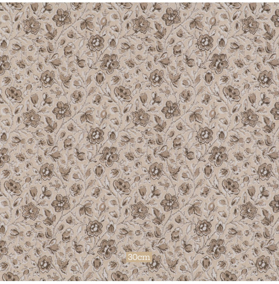 Tissu coton fleuri beige