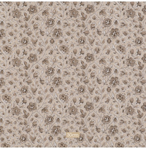 Beige katoenen stof met bloemen beige