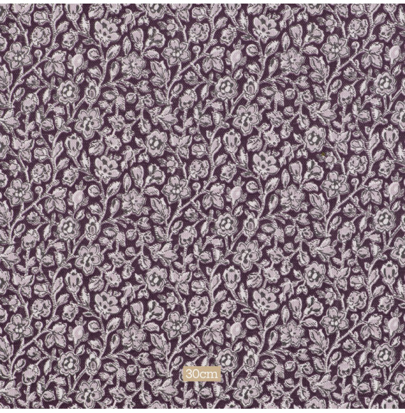 Tissu coton fleuri mauve