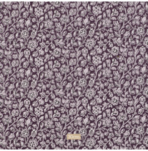 Tissu coton fleuri mauve