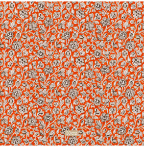 Tissu coton fleuri orange