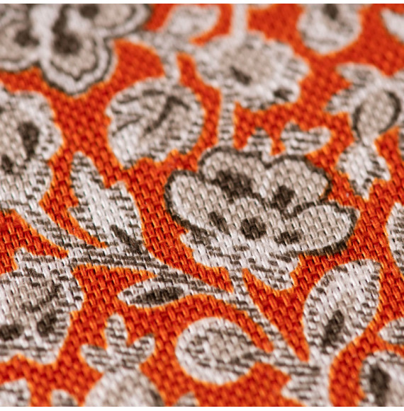 Tissu coton fleuri orange