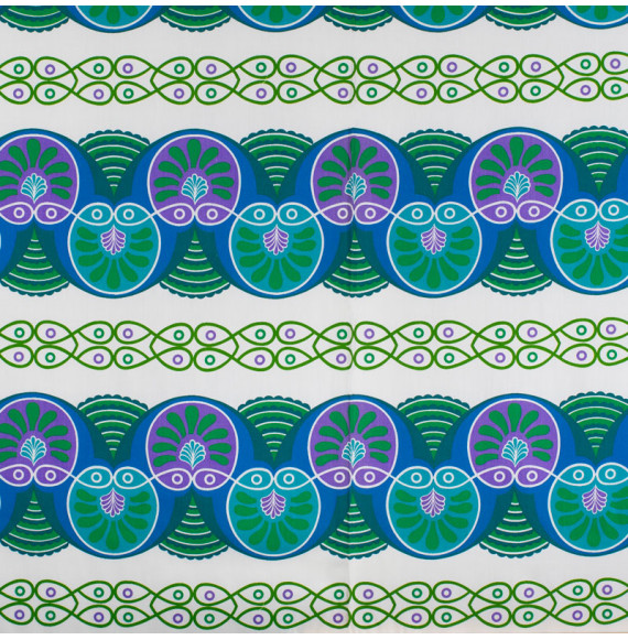 Tissu-d'ameublement-vintage-motifs-géométriques-bleus