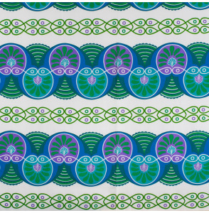 Tissu-d'ameublement-vintage-motifs-géométriques-bleus