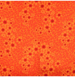 Vintage-meubelstof-jaren-70-oranje-bloemen-op-een-oranje-achtergrond