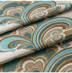 Vintage-meubelstof-(verkleuring-bij-de-plooien)-blauw-vegetaal-op-ecru-achtergrond