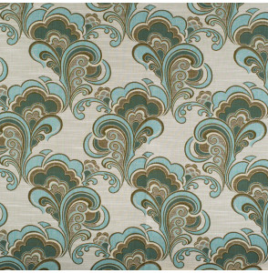 Vintage-meubelstof-(verkleuring-bij-de-plooien)-blauw-vegetaal-op-ecru-achtergrond