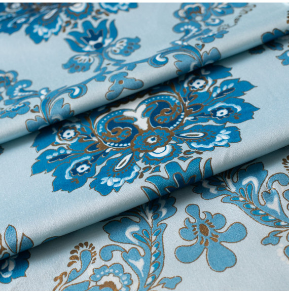 Vintage-meubelstof-blauwe-vegetatie-op-een-blauwe-achtergrond