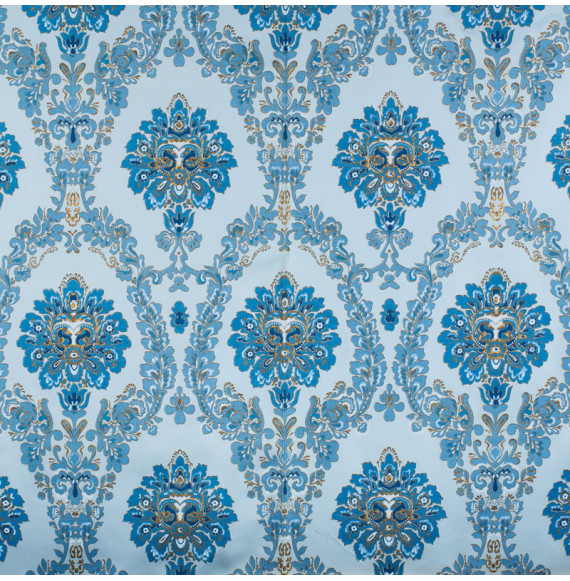 Vintage-meubelstof-blauwe-vegetatie-op-een-blauwe-achtergrond