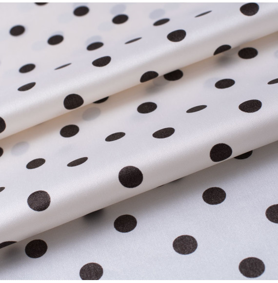 RARE-TISSU-EN-SOIE-DE-LA-MAISON-BIANCHINI-FERRIER-(PETITE-LARGEUR)-POIS-NOIR-SUR-FOND-BLANC