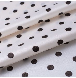 RARE-TISSU-EN-SOIE-DE-LA-MAISON-BIANCHINI-FERRIER-(PETITE-LARGEUR)-POIS-NOIR-SUR-FOND-BLANC