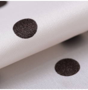 RARE-TISSU-EN-SOIE-DE-LA-MAISON-BIANCHINI-FERRIER-(PETITE-LARGEUR)-POIS-NOIR-SUR-FOND-BLANC
