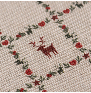 Tissu-look-lin-Noël-carreaux-cerfs