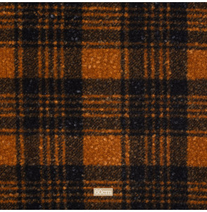 Tissu-polaire-bouclette-carreaux-ocre-et-noir
